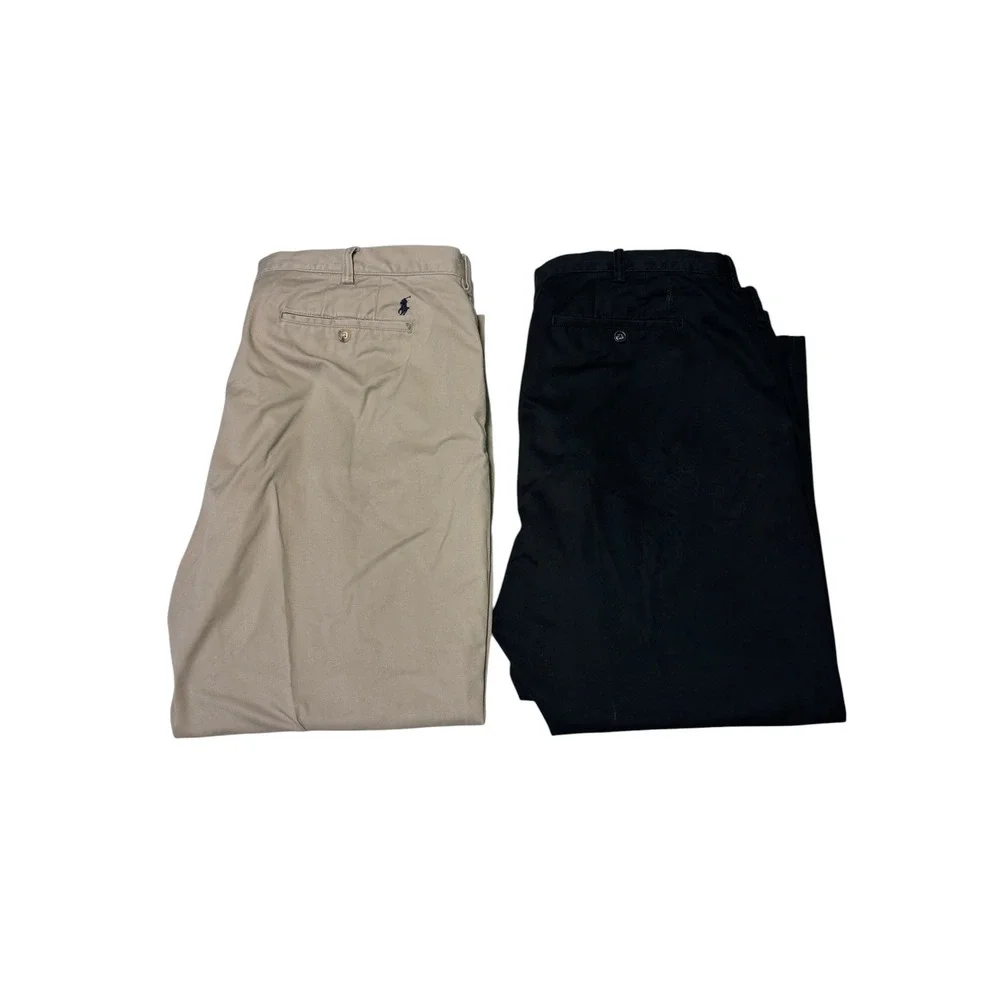 Lot of 2 Polo Ralph Lauren Classic Fit Mens Chinos Tan Khaki Cotton Pants‎ 42X27
